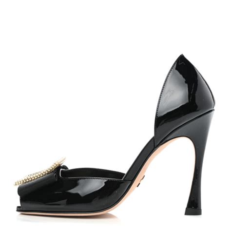 CHRISTIAN DIOR Patent Dior Idylle Pumps 35 Black.